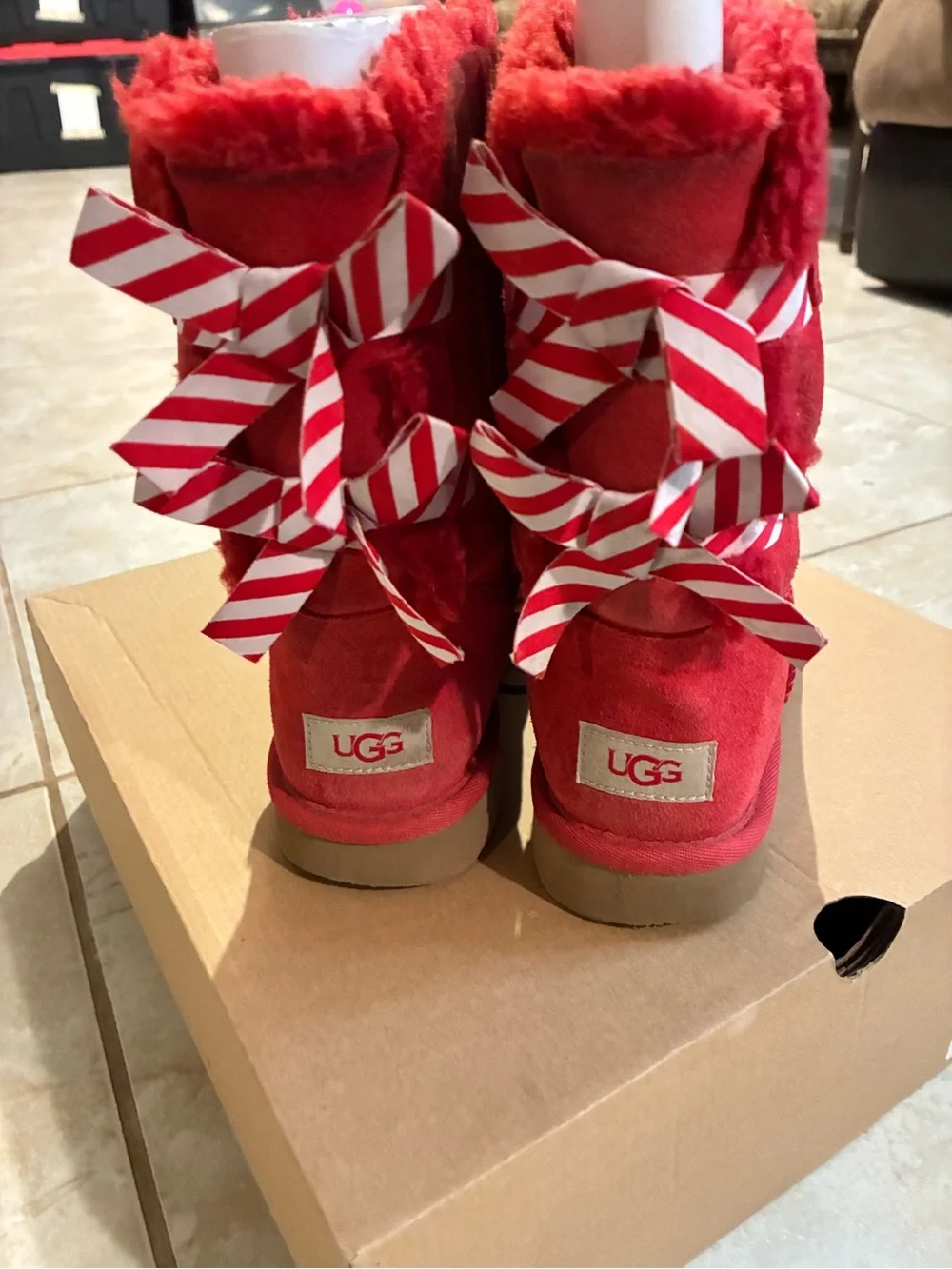 UGG Red Suede Classic Bailey Bow Boots